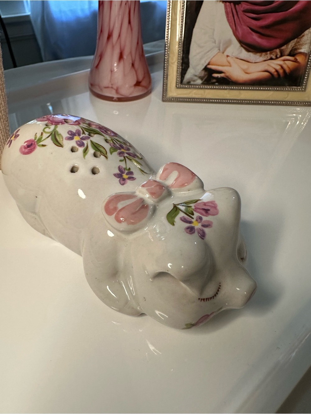 Vintage 1978 Avon Ceramarte Floral Pig Figurine | Hand Decorated Brazil Ceramic - Picture 5 of 10